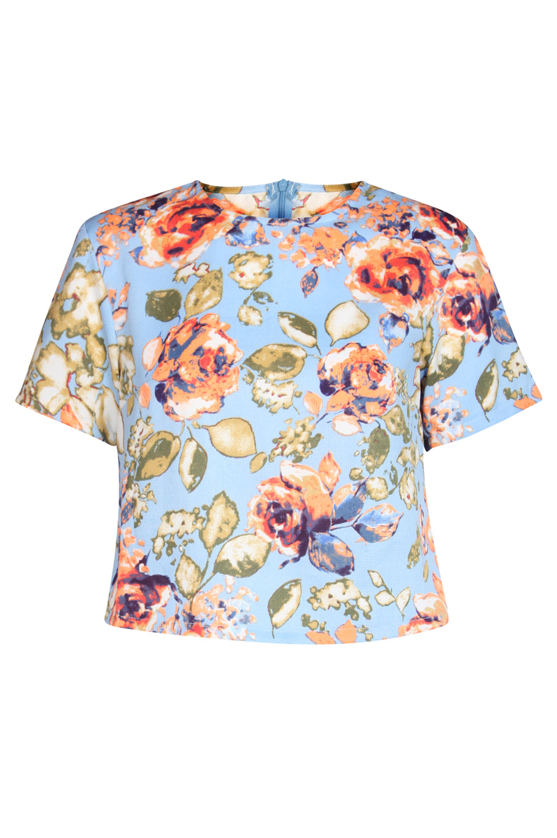 Orange and Green Rose Printed Top Preview